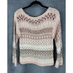 Vintage Jennifer Reed Womens Silk Hand Knit Boho Sweater Size Small Cottagecore